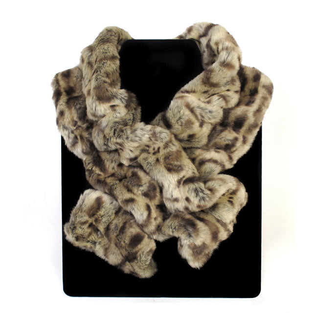 Faux Fur Ruffle Scarf by Helen Moore in Desert Leopard