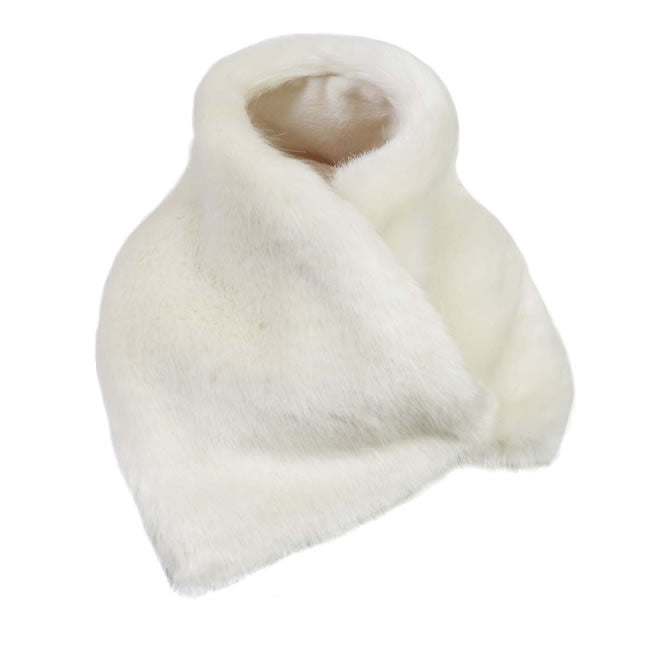 Faux Fur Asymetric Scarf by Helen Moore in Ermine