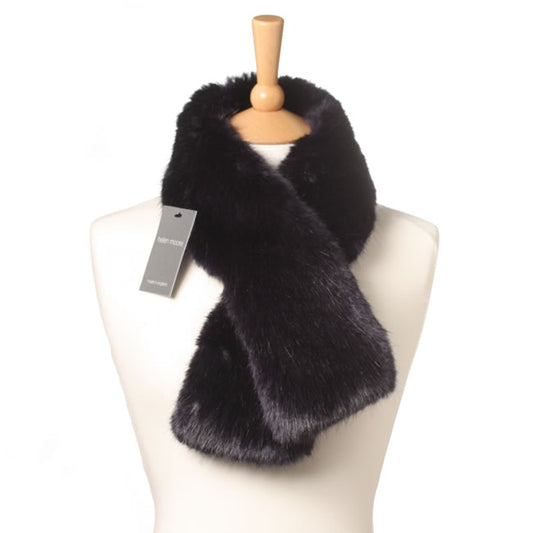 Faux Fur Tippet Scarf by Helen Moore in Midnight (Blue).