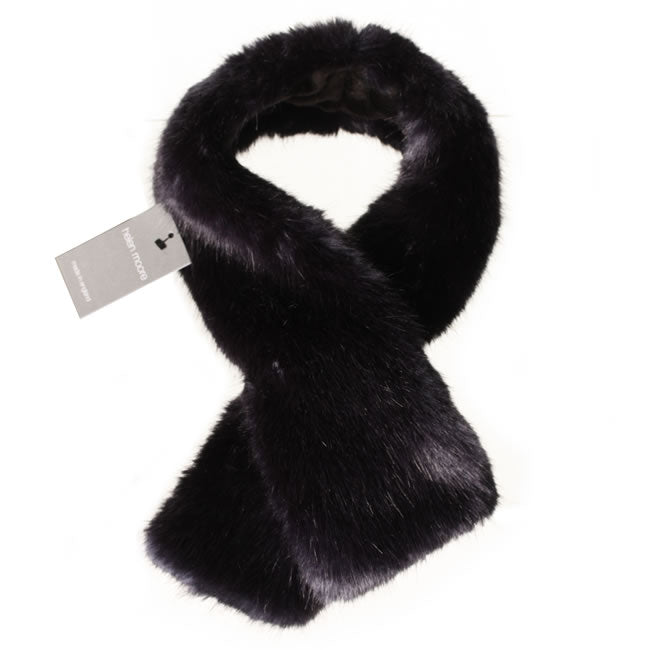 Faux Fur Tippet Scarf by Helen Moore in Midnight (Blue).