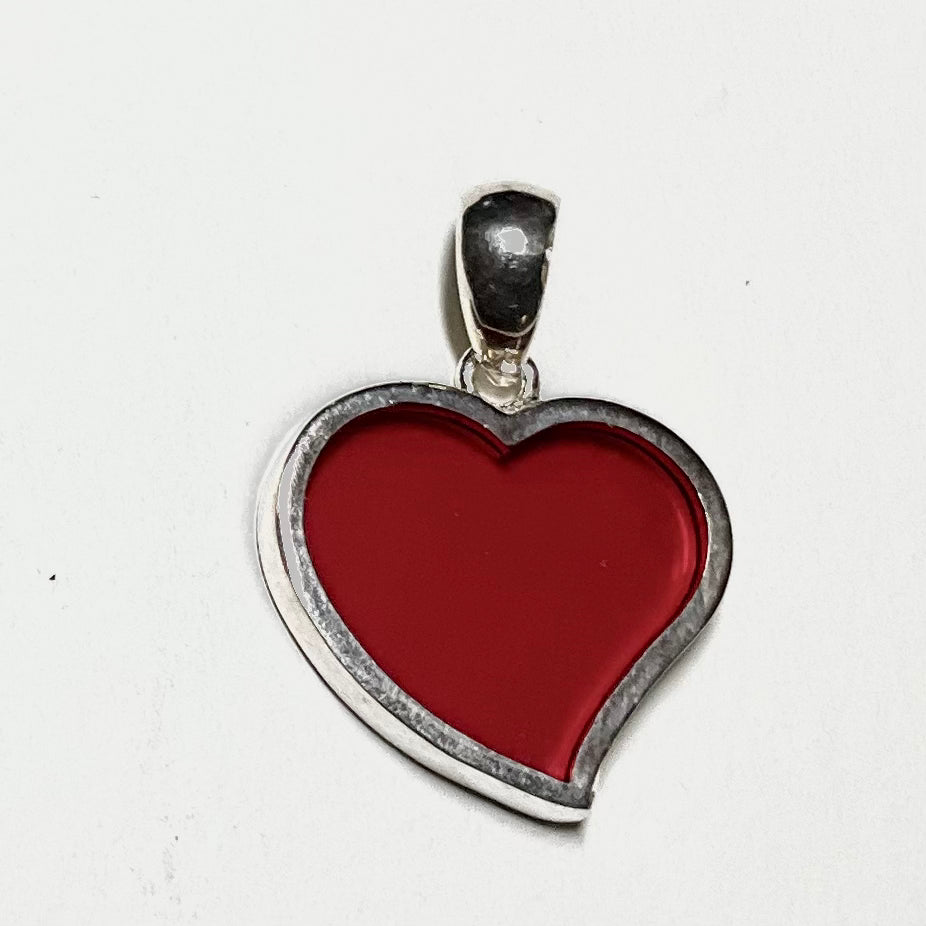 Red Glass and Sterling Silver Pendant