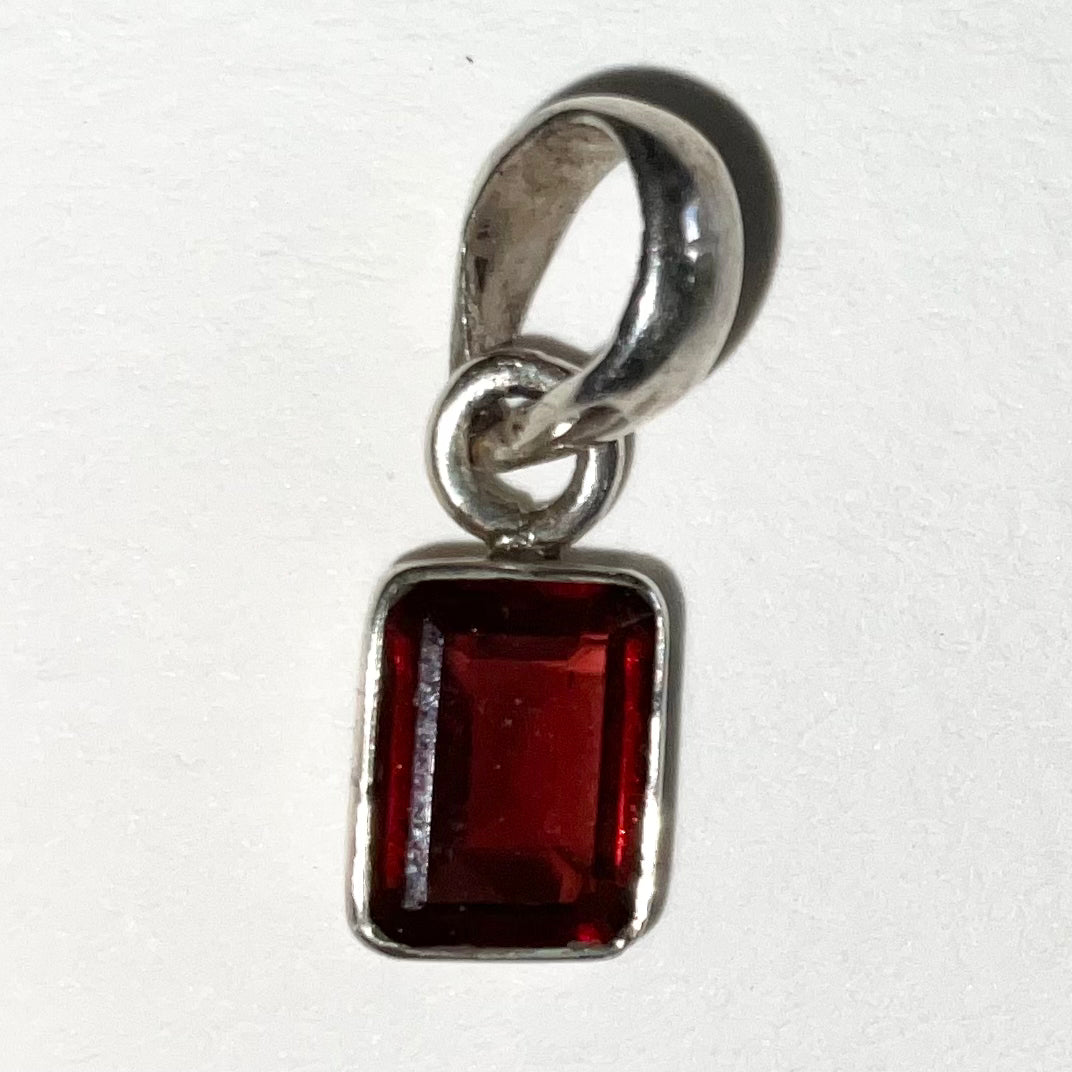 Red Garnet and Sterling Silver Pendant