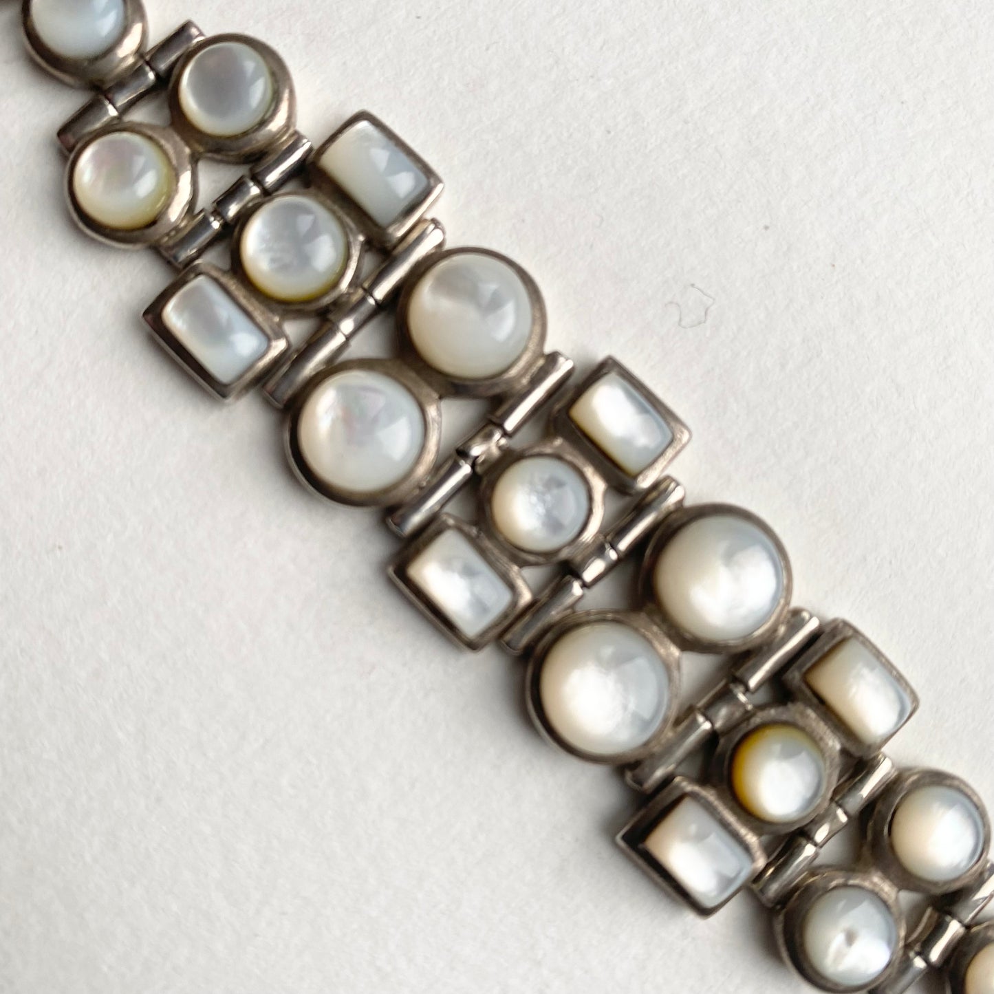 Silver Bracelet inlaid with Mother of Pearl