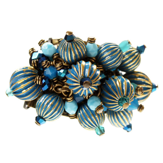 Konplott, Indianafrica Adjustable Ring, Blue,Gold