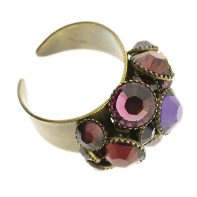 Konplott, Waterfalls Cluster Ring With Moving Crystals, Purple/Gold