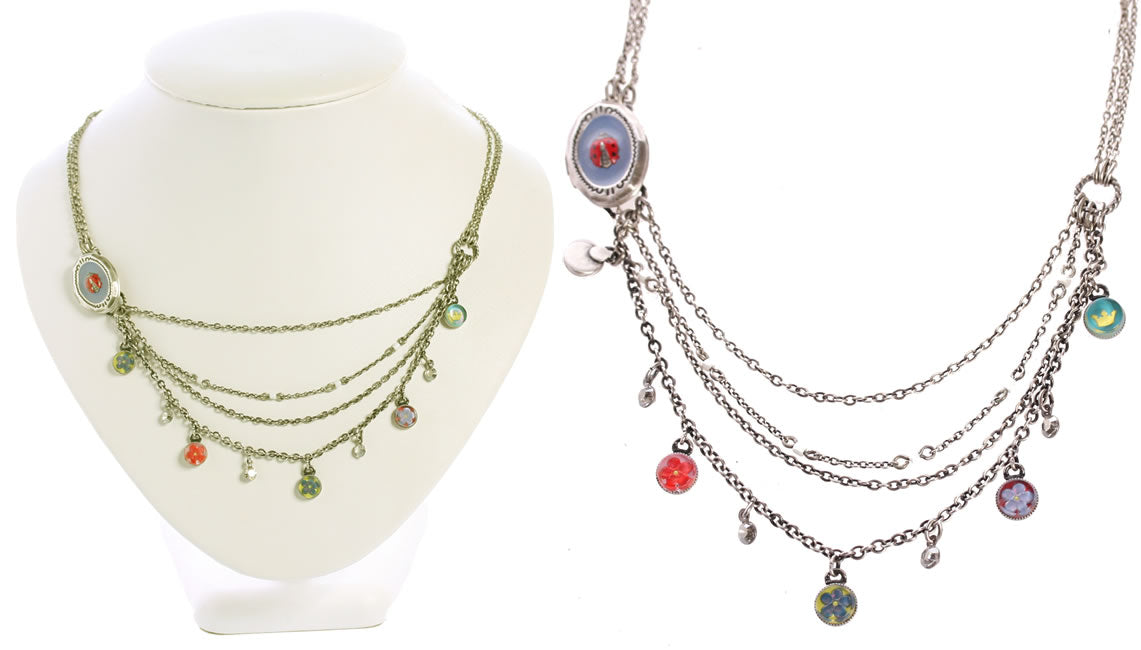 Konplott, Love Lost Love Found Asymetric Necklace With Opening Locket, Multi/Silver