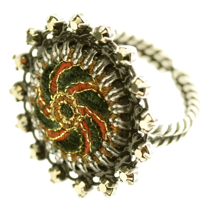 Konplott, Kalinka adjustable Ring, Green/Brown/Silver