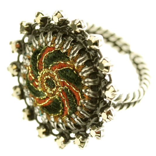 Konplott, Kalinka adjustable Ring, Green/Brown/Silver