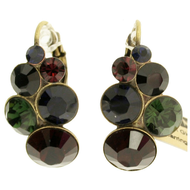Konplott, Petit Glamour French Hook Crystal Earrings, Dark Multi/Gold