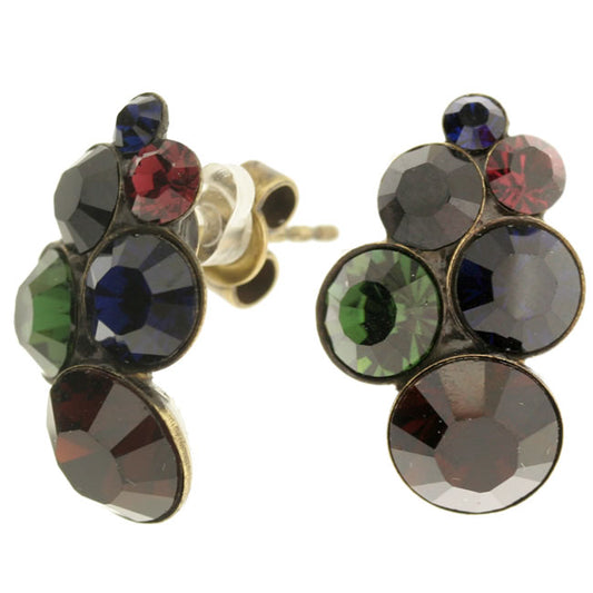 Konplott, Petit Glamour Post Stud Earrings, Dark Multi/Gold