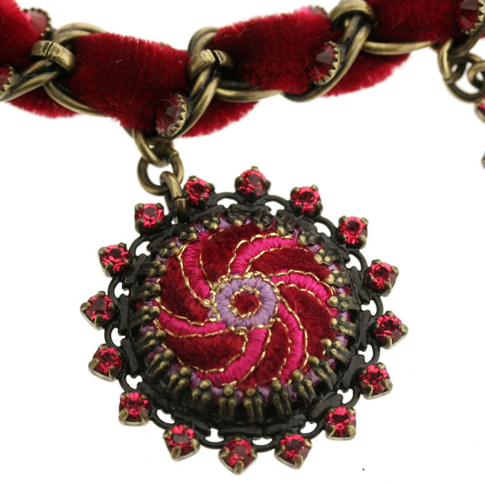 Konplott, Kalinka Bracelet with entwined Velvet Red/Pink/Gold, Red,Pink,Gold