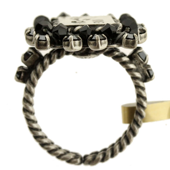 Konplott, Sinners and Saints Rectangular Adjustable Ring. Silver Colourway, Silver