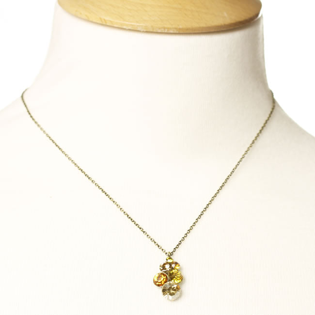 Konplott, Petit Glamour Crystal Bunch Pendant, Orange/Yellow/Gold