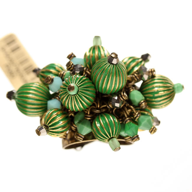 Konplott, Indianafrica Adjustable Ring, Green,Gold