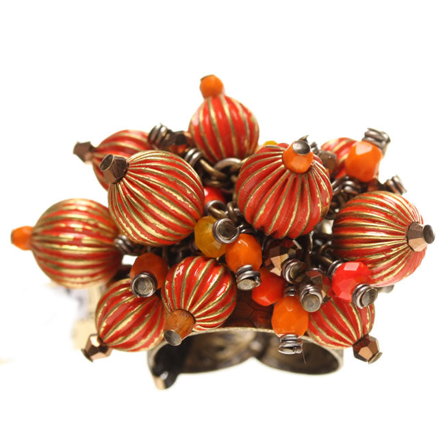 Konplott, Indianafrica Adjustable Ring, Orange,Gold