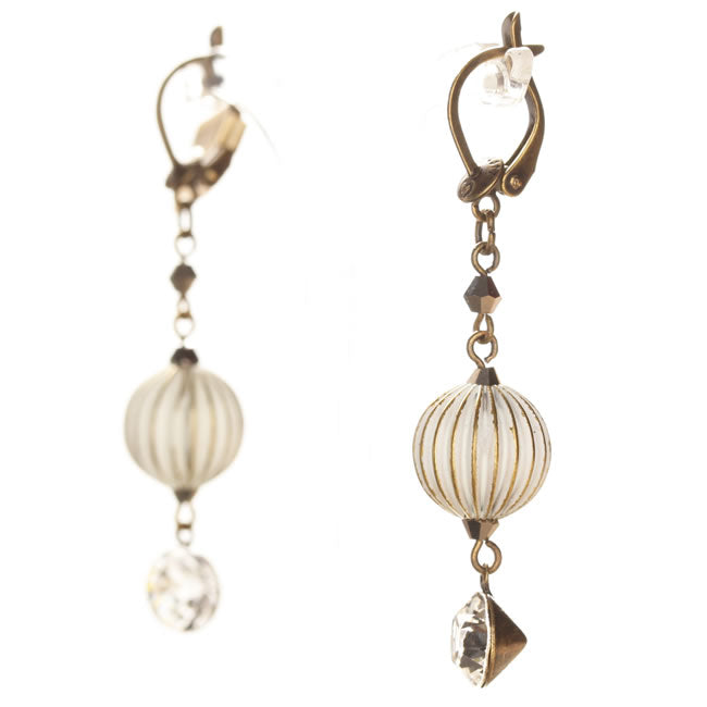 Earrings, White,Gold