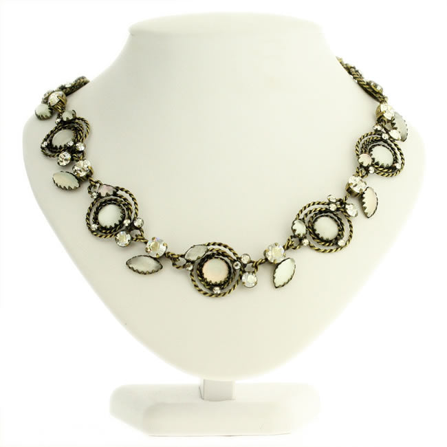 Konplott, Twisted Lady Most Elaborate allround necklace, White/Crystal/Gold