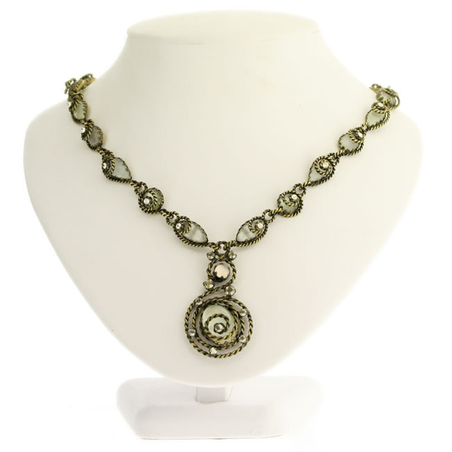 Konplott, Twisted Lady Gorgeous allround necklace with a centre drop, White/Crystal/Gold