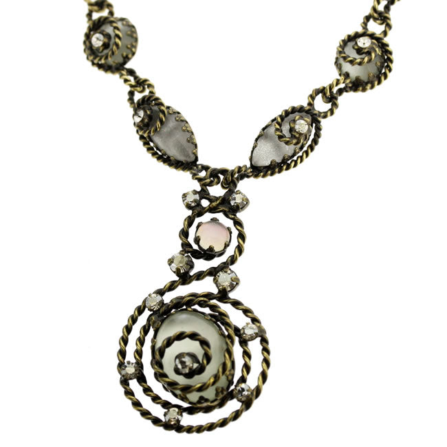 Konplott, Twisted Lady Gorgeous allround necklace with a centre drop, White/Crystal/Gold