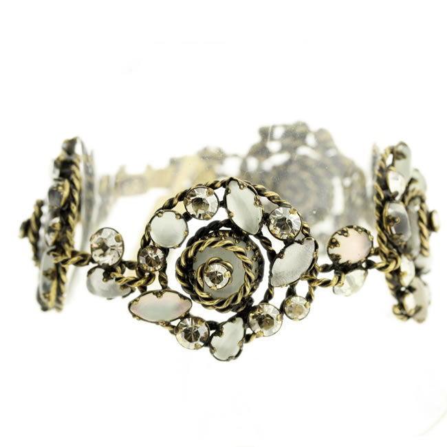 Konplott, Twisted Lady Spectacular Most Elaborate Bracelet, White/Crystal/Gold