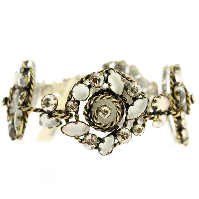 Konplott, Twisted Lady Spectacular Most Elaborate Bracelet, White/Crystal/Gold