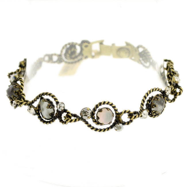 Konplott, Twisted Lady Dainty Bracelet, White/Crystal/Gold