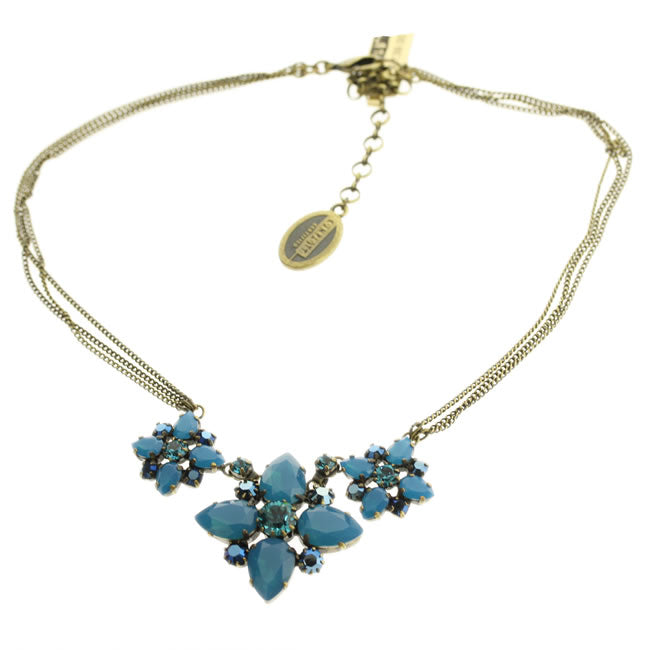 Konplott, Cathedral Triple Cluster Necklace, Blue/Gold