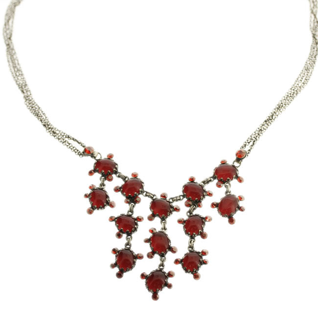 Konplott, Melody Drops Elaborate Necklace, Red/Silver