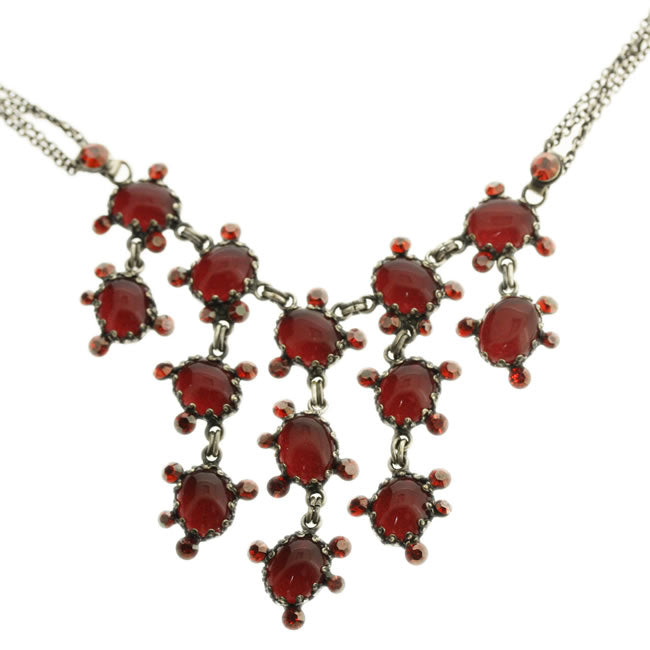 Konplott, Melody Drops Elaborate Necklace, Red/Silver