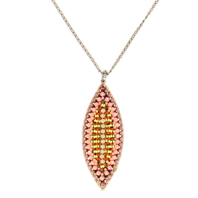 Konplott, Paisley African Fabulous Shield Necklace Pink/Green/Gold, Pink,Green,Gold