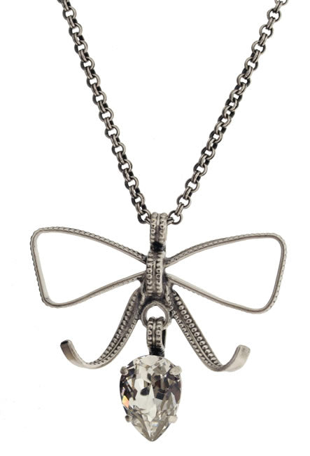 Dragons Blood Bow Pendant, Crystal/Silver