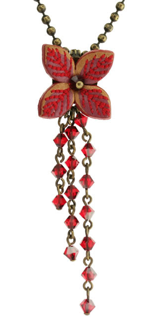 Konplott, Brit Chic Chain Drop Pendant, Red/Gold