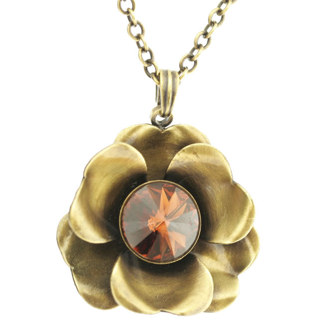 Clubbing Bugs Flower Pendant, Brown/Gold