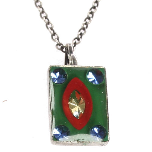 Konplott, Souvenir D Afrique Rectangular Small Drop Pendant, Green,Multi,Silver
