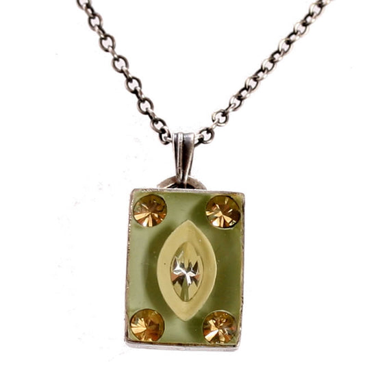 Konplott, Souvenir D Afrique Rectangular Small Drop Pendant, Green,Multi,Silver