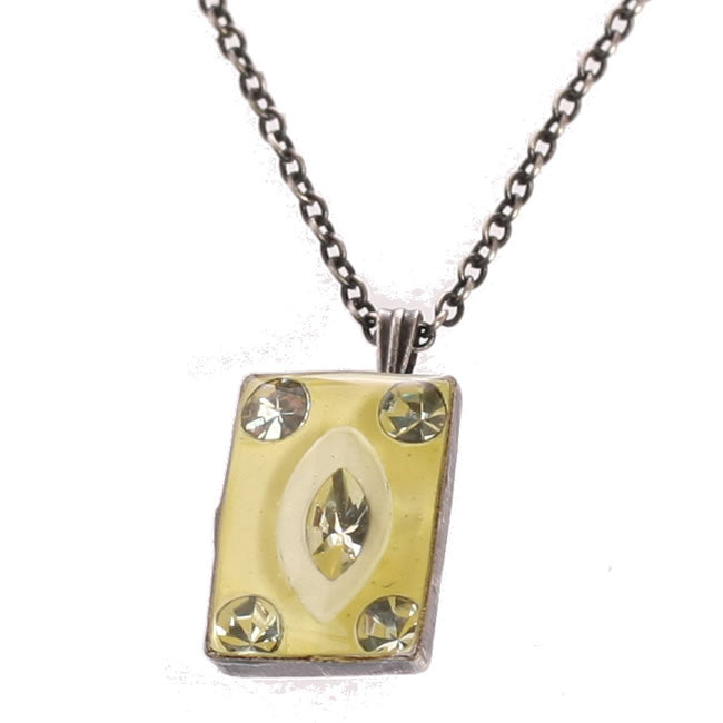 Konplott, Souvenir D Afrique Rectangular Small Drop Pendant, White,Multi,Silver