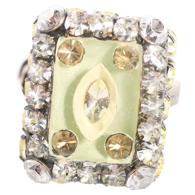 Konplott, Souvenir D Afrique  Crystal Adjustable Ring, Cream/Multi/Silver