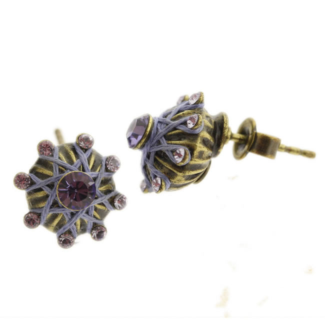 Konplott, Oriental Architecture Stud Earrings, Purple/Gold
