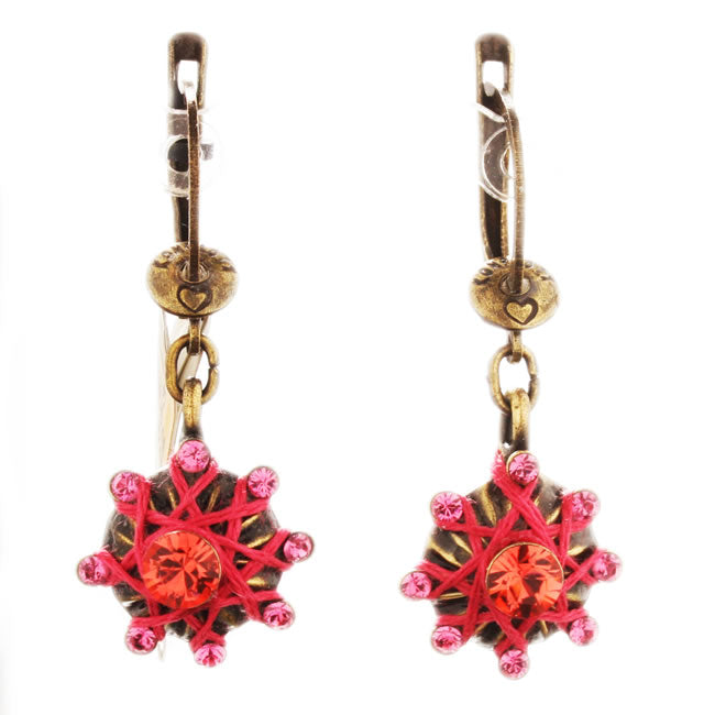 Konplott, Oriental Architecture Dangly French Hook Earrings, Coral/Gold