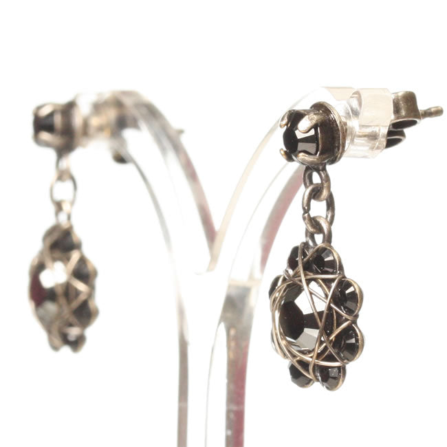 Konplott, 70's Circles Stud Drop Earrings, Black/Silver