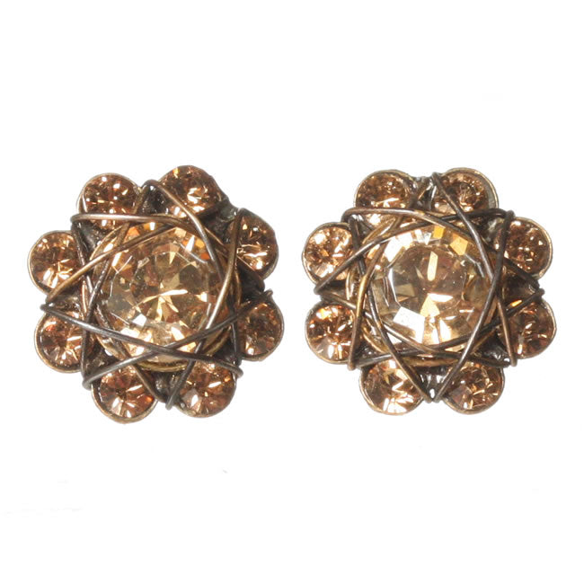 Konplott, 70's Circles Stud Earrings, Brown/Gold