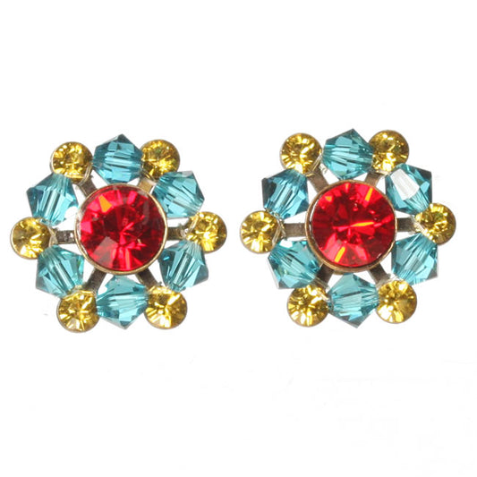 Konplott, Dutchess Stud Earrings, Red/Blue/Yellow/Gold