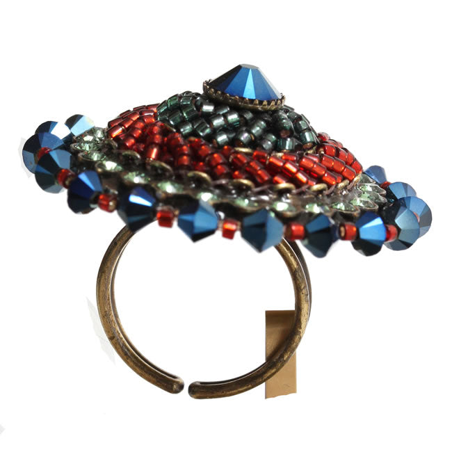 Konplott, African Glam Ring, Green/Multi/Gold