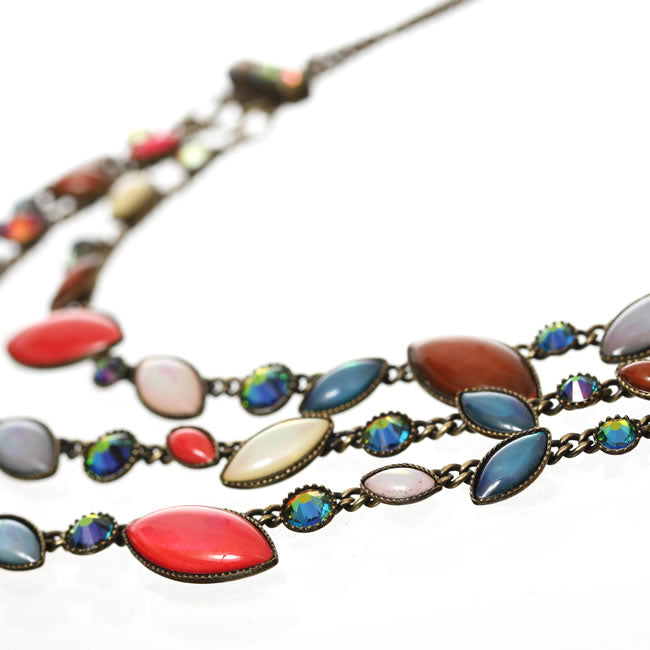 Konplott, Elaborate Dance with Navette Necklace, Multi/Gold