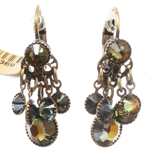 Konplott, Waterfalls Bunch Earrings on French hooks, Petrol/Gold