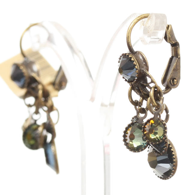 Bunch Earrings on French hooks, Petrol/Gold
