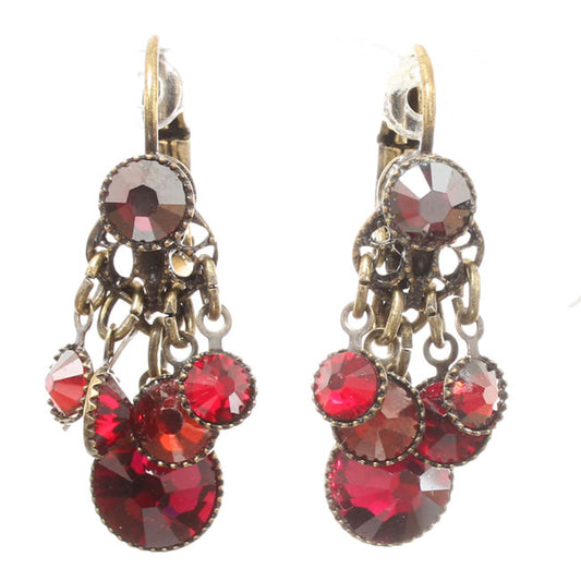 Konplott, Waterfalls Bunch Earrings on French hooks, Red/Gold
