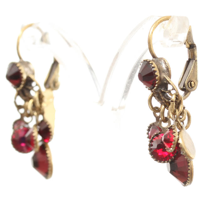 Konplott, Waterfalls Bunch Earrings on French hooks, Red/Gold