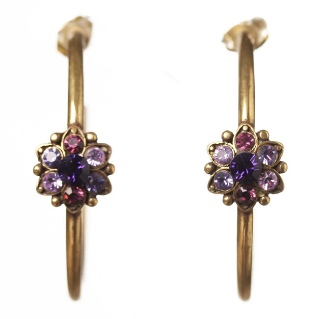 Michal Negrin Large Creole Hoop Earrings, Purple Mix/Gold