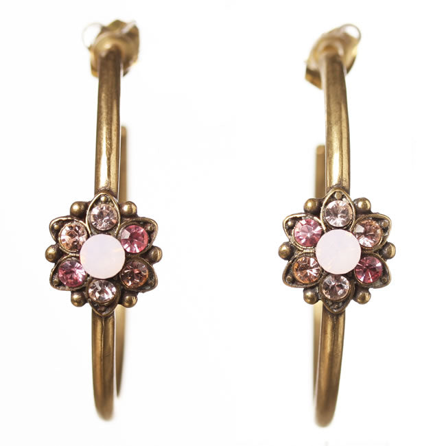 Michal Negrin Large Creole Hoop Earrings, Rose Mix/Gold